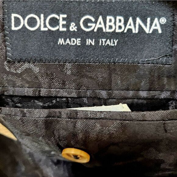 Dolce & Gabbana Wool Silk Blend Metallic Gold Mens Blazer Size 48 - Picture 8 of 13